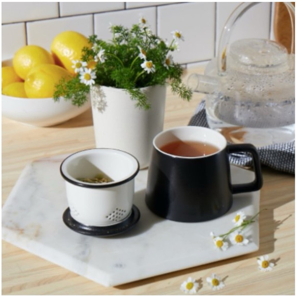 New Chamomile Grow Kit - w/ bamboo  plantar, ceramic tea cup,  nested strainer